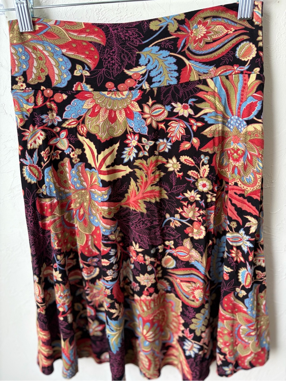 Salaam Black Paisley Floral Full A-Line Skirt Medium - Picture 4 of 7